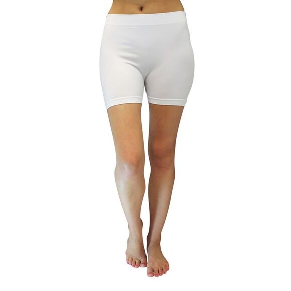 White 12" Long Ultra Stretchy Legging Shorts - Picture 6 of 8